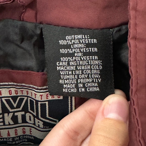 bomber jacket burgundy with american flag and star  patches - Picture 3 of 7